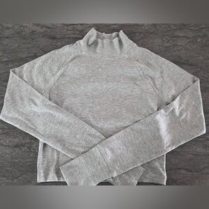 Gray Ribbed Long Sleeve Top